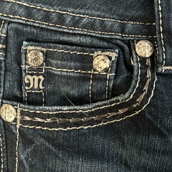 Women’s MISS ME Denim Bling Rhinestones Mid-Rise Bootcut Jeans, Size 26. - Picture 6 of 15